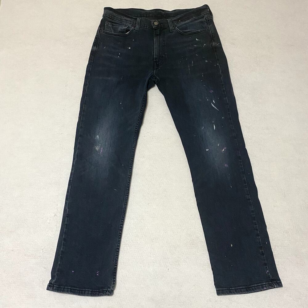 Levi Jeans Men 33x32 Black 514 Straight Leg Faded Zip Fly 5 Pocket FLAW